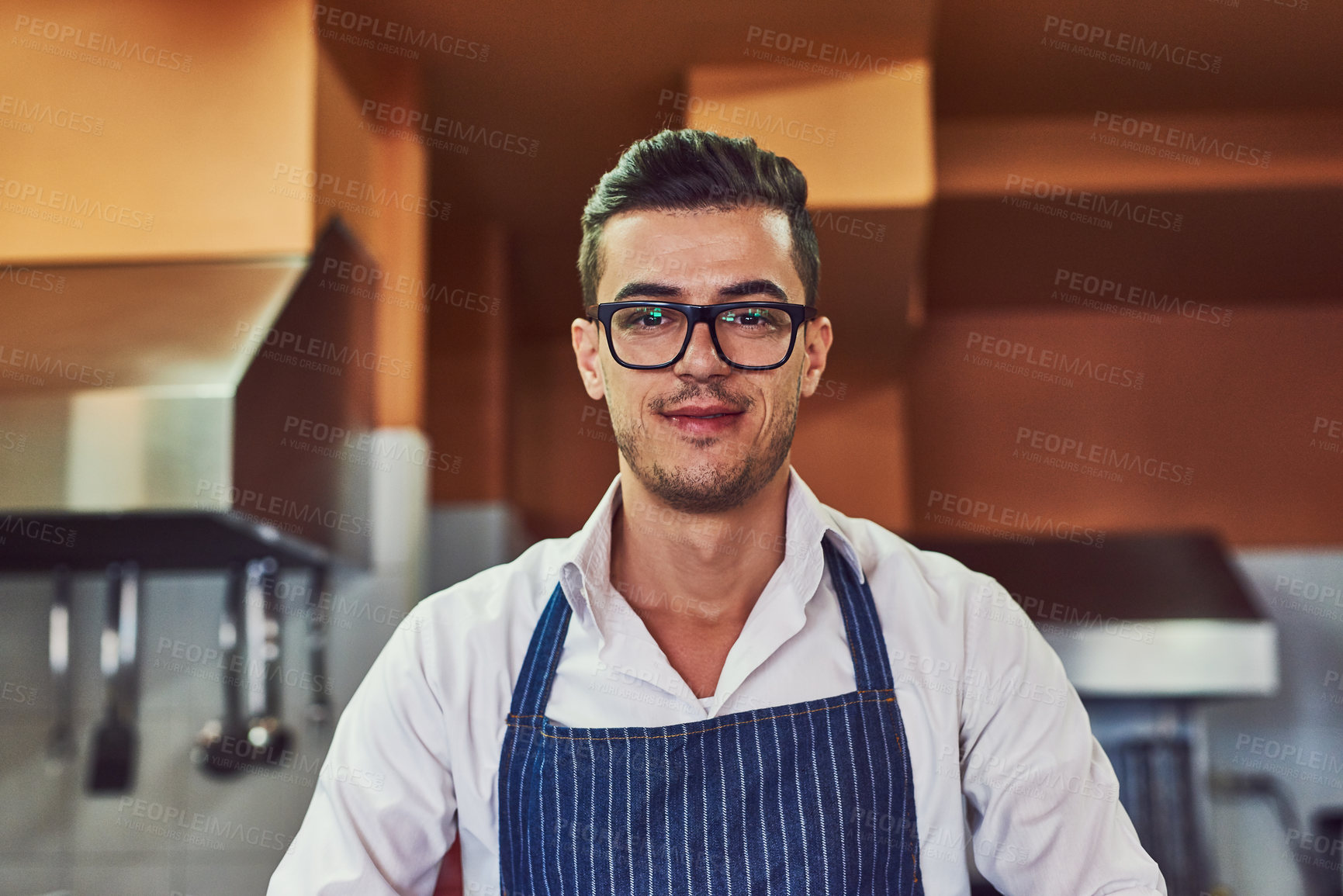Buy stock photo Shot of a man working at a restaurant