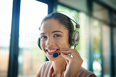 Buy stock photo Shot of a young woman working in a call center