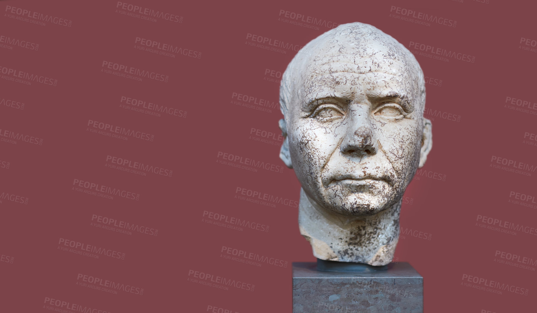Buy stock photo Ancient Roman portrait sculpture - a view from the past