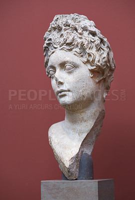 Buy stock photo Ancient Roman portrait sculpture - a view from the past
