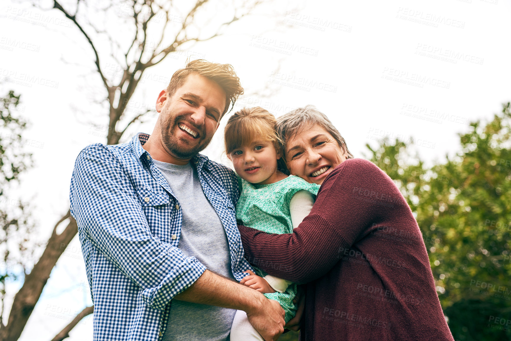 Buy stock photo Shot of a multigenerational family outside