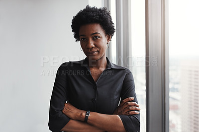 Buy stock photo Portrait of a professional businesswoman standing in an office