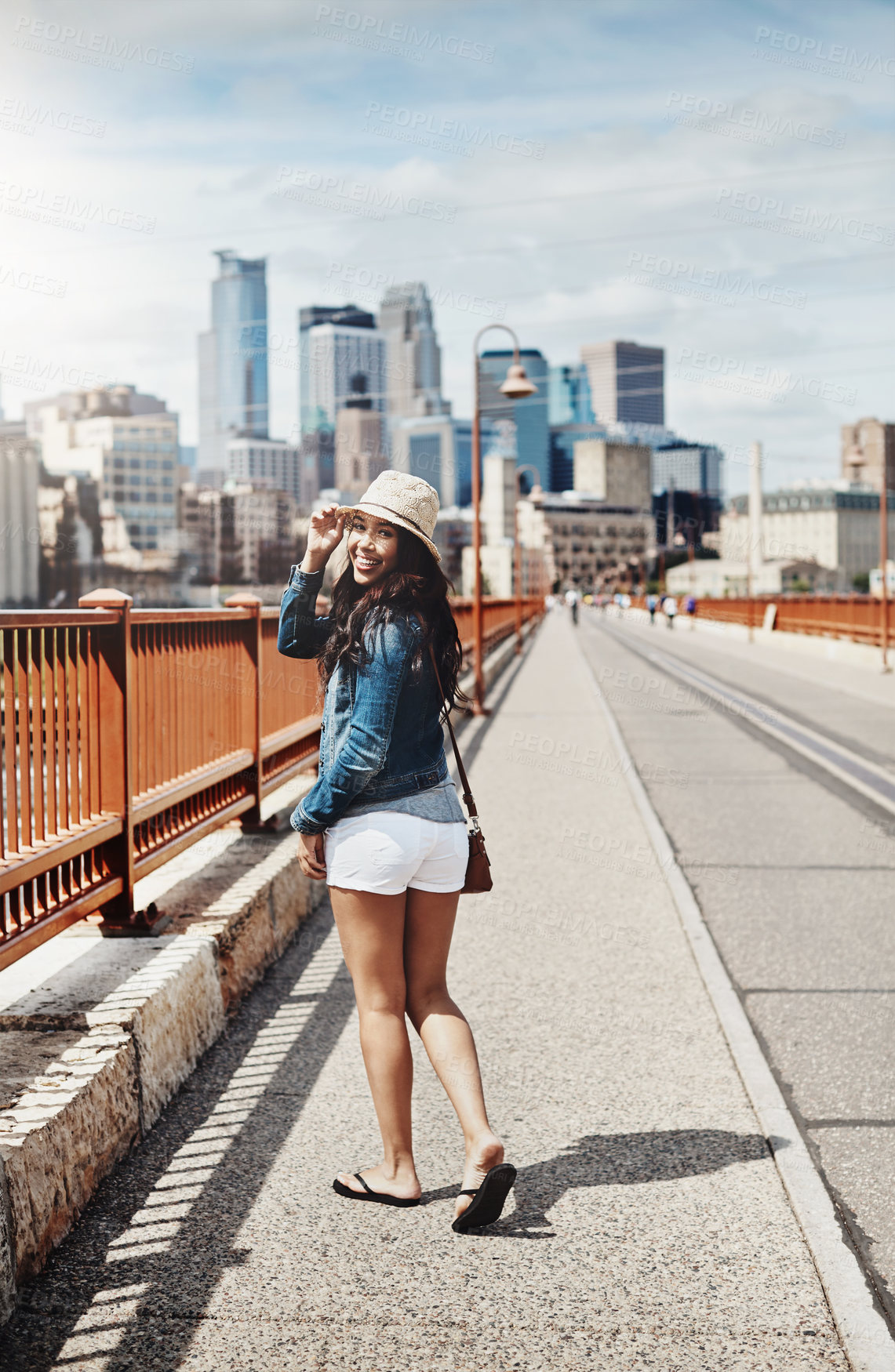 Buy stock photo Shot of a beautiful young woman out exploring the city