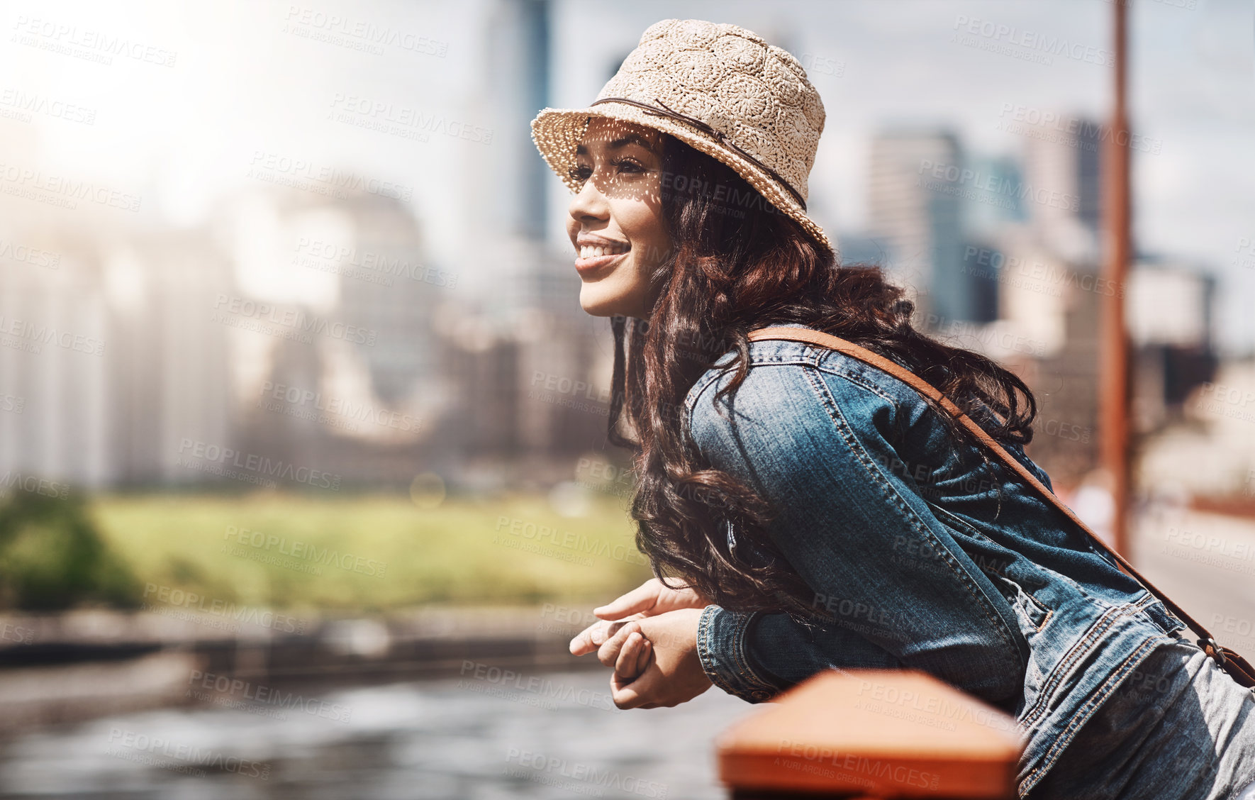 Buy stock photo Shot of a beautiful young woman out exploring the city