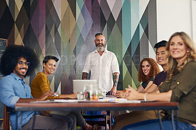 Buy stock photo Portrait of a group of designers having a meeting in an office