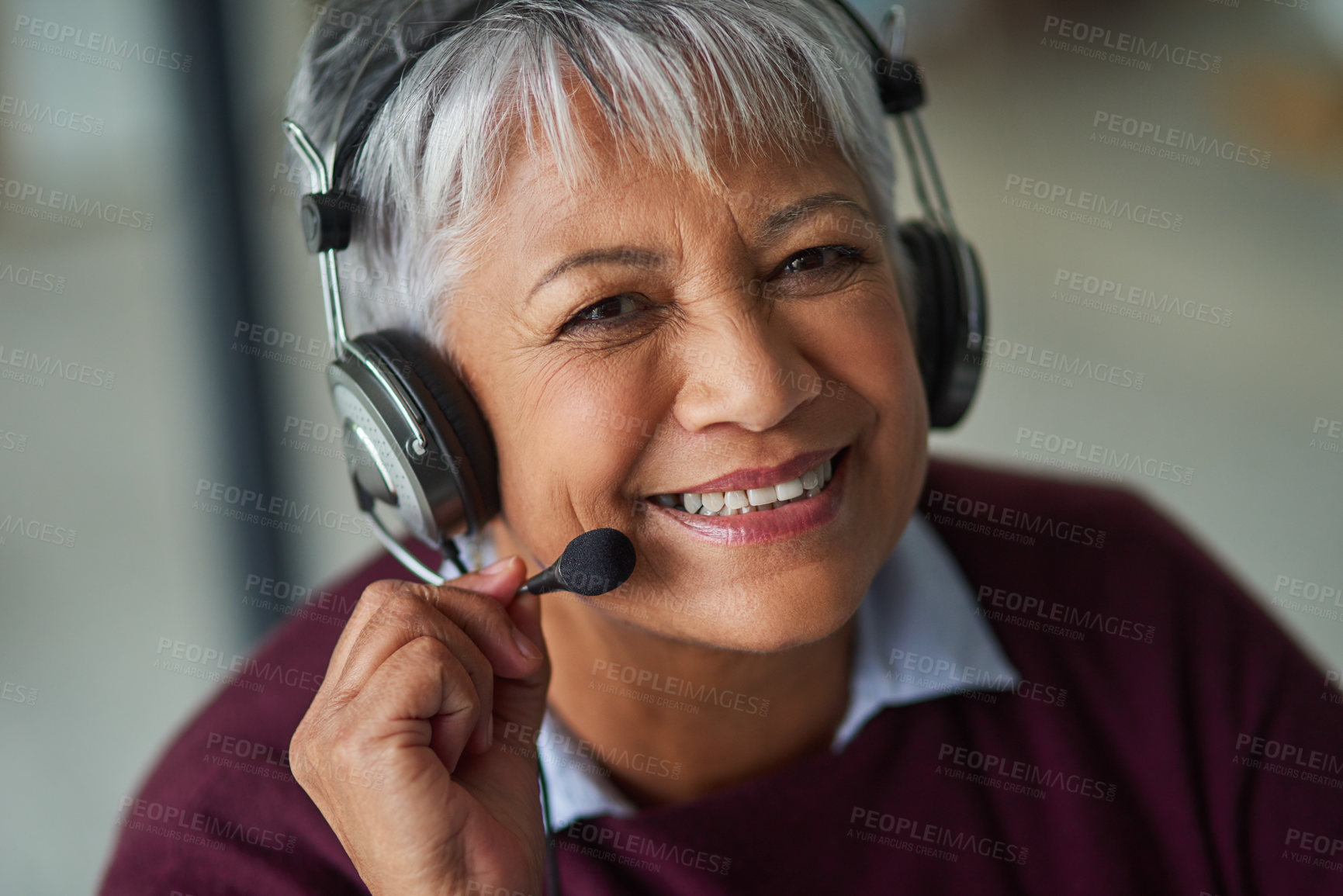 Buy stock photo Portrait of a mature woman working in a call centre