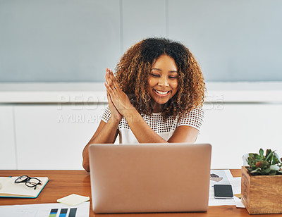 Buy stock photo Cropped shot of a young attractive businesswoman working in her office at home