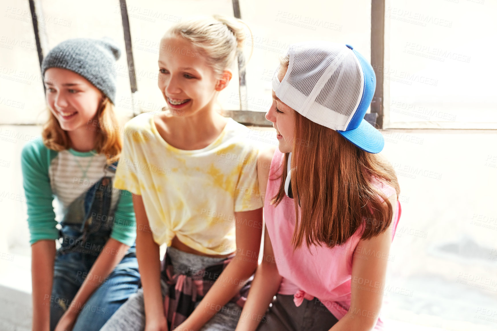 Buy stock photo Shot of young girls in a dancing studio