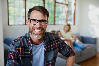 Buy stock photo Portrait of a handsome mature man at home