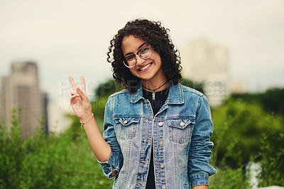 Buy stock photo Portrait of a beautiful teenage girl outdoors