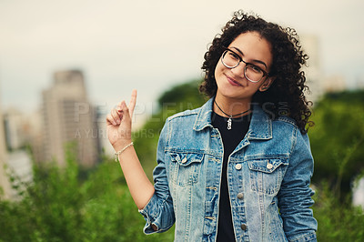 Buy stock photo Portrait of a beautiful teenage girl outdoors
