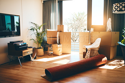 Buy stock photo Shot of an empty room in a house on moving day