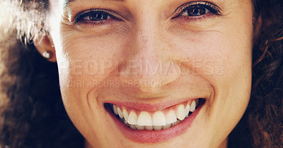 Buy stock photo Portrait of a happy and attractive woman outside 