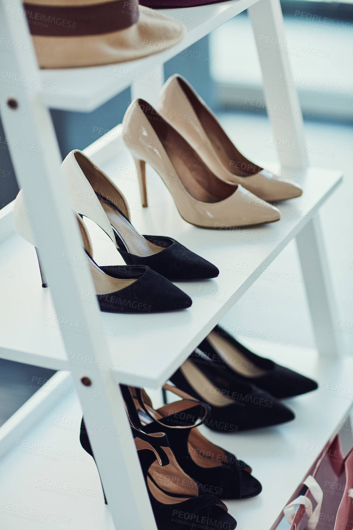 Buy stock photo Shot of high heels on display in a store