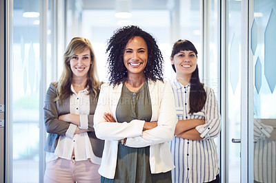 Buy stock photo Portrait of a group of businesswomen in the office