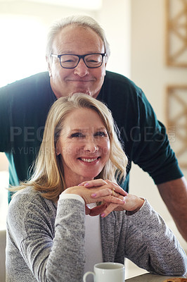 Buy stock photo Portrait of a senior married couple spending time together at home