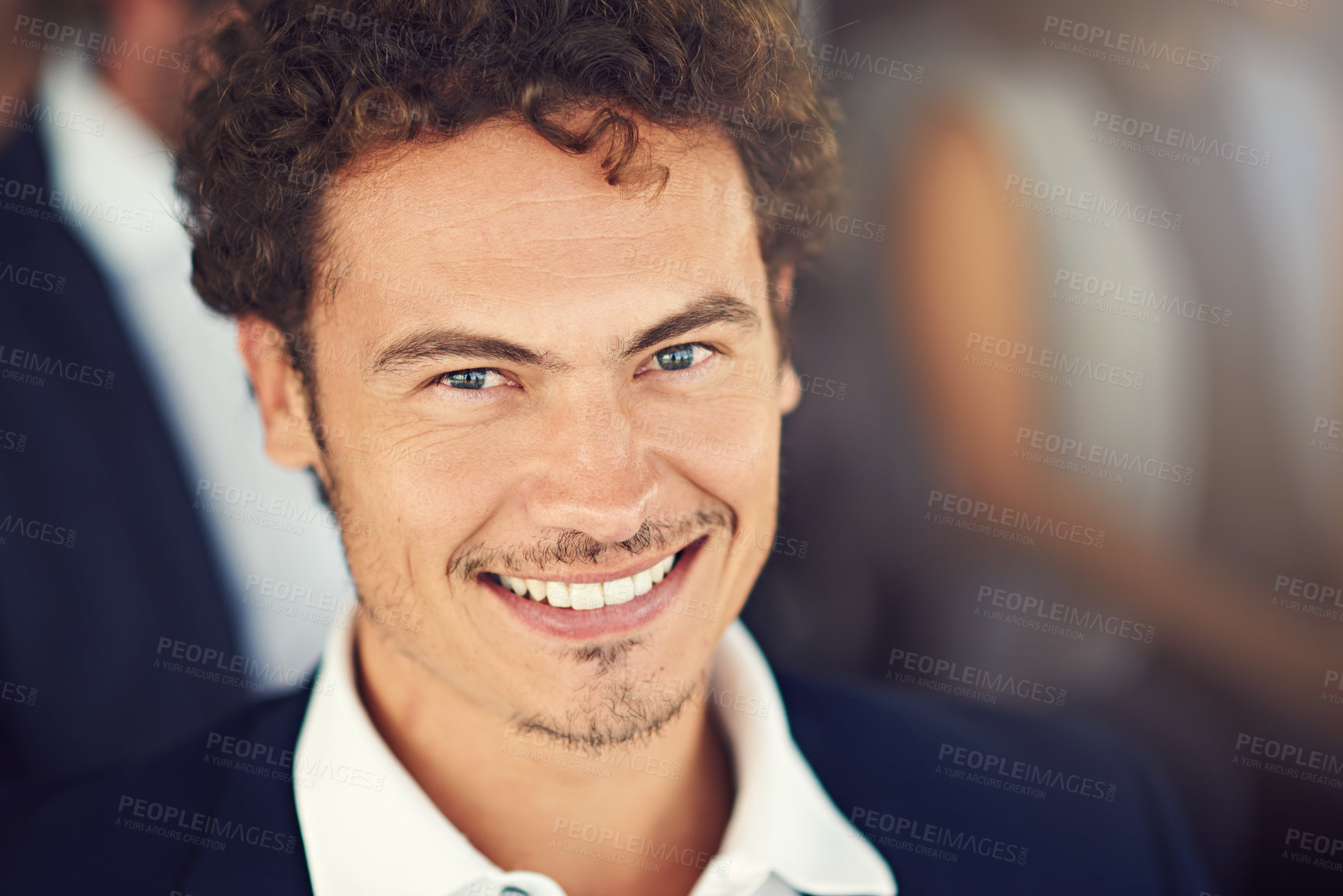 Buy stock photo Portrait of a handsome young businessman attending a seminar