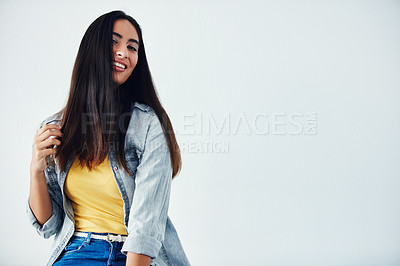 Buy stock photo Studio shot of a beautiful young woman