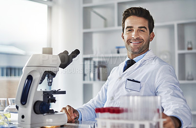 Buy stock photo Portrait of a scientist working in a lab