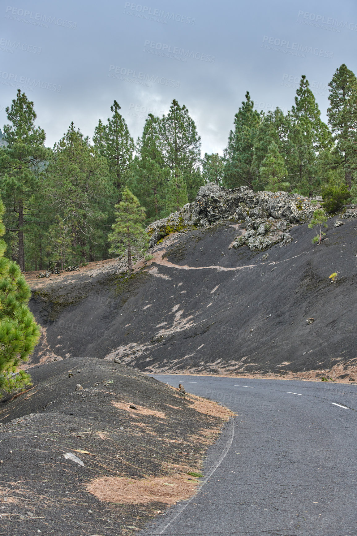 Buy stock photo Beautiful lava landscape on the Cumbre Nueva in La Palma