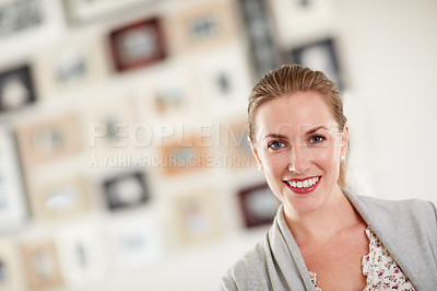 Buy stock photo Defocused shot of a  woman at home
