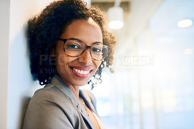 Buy stock photo Cropped portrait of a beautiful businesswoman in a office