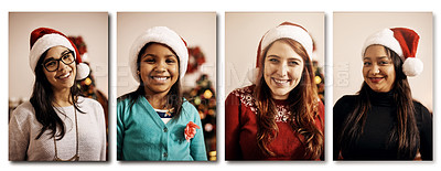 Buy stock photo Composite shot of a group of people wearing Christmas hats