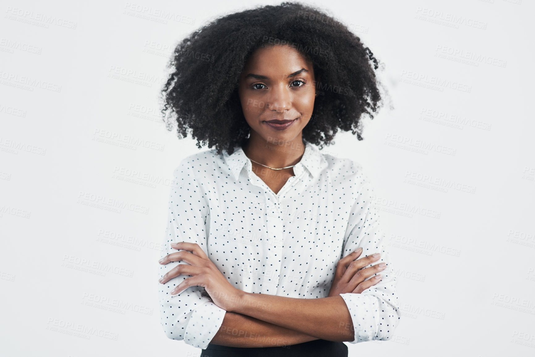 Buy stock photo Studio shot of a confident young businesswoman against a gray background