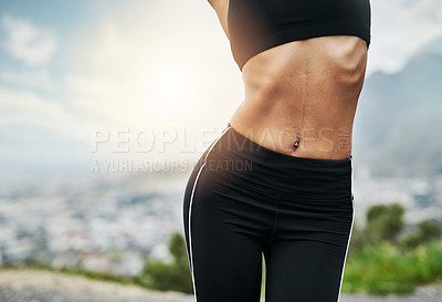 Buy stock photo Closeup shot of a sporty young woman's toned body