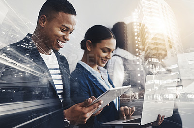 Buy stock photo Cropped shot of a group of young businesspeople waiting in line for their interviews