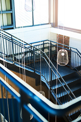 Buy stock photo Shot of a modern staircase in a building
