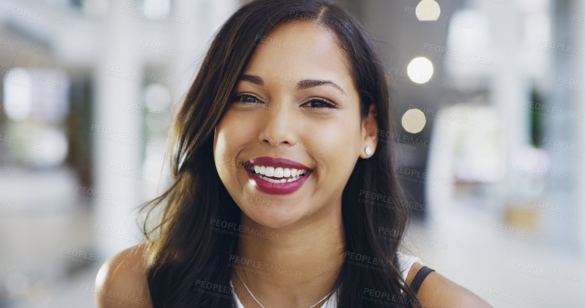 Buy stock photo Cropped shot of a confident young businesswoman working in a modern office