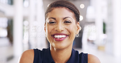 Buy stock photo Cropped shot of a young beautiful businesswoman in a modern office