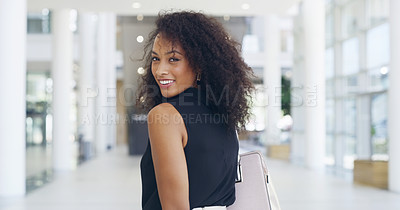 Buy stock photo Cropped shot of a young beautiful businesswoman in a modern office