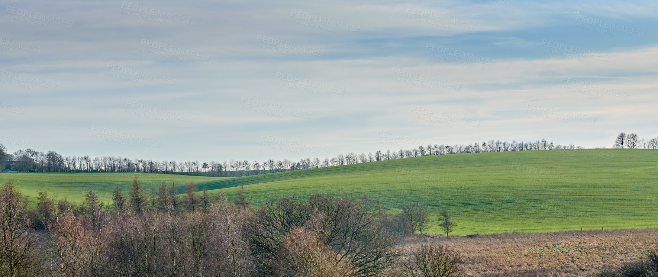 Buy stock photo A photo of the countryside in early springtime