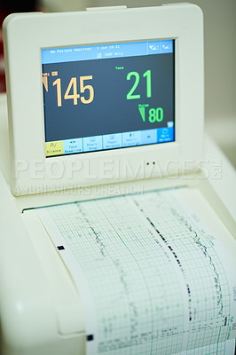 Buy stock photo Shot of monitoring equipment in an empty hospital ward