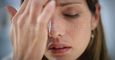 Buy stock photo Cropped shot of an attractive woman looking stressed