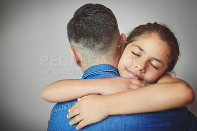 Buy stock photo Shot of a man spending quality time with his young daughter