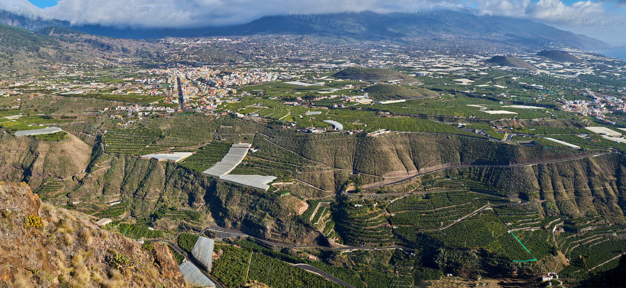 Buy stock photo Banana plantations around Los Llanos, La Palma, Spain