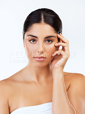 Buy stock photo Studio shot of beautiful young women posing against a grey background 