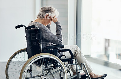 Buy stock photo Cropped shot of a senior woman sitting in a wheelchair