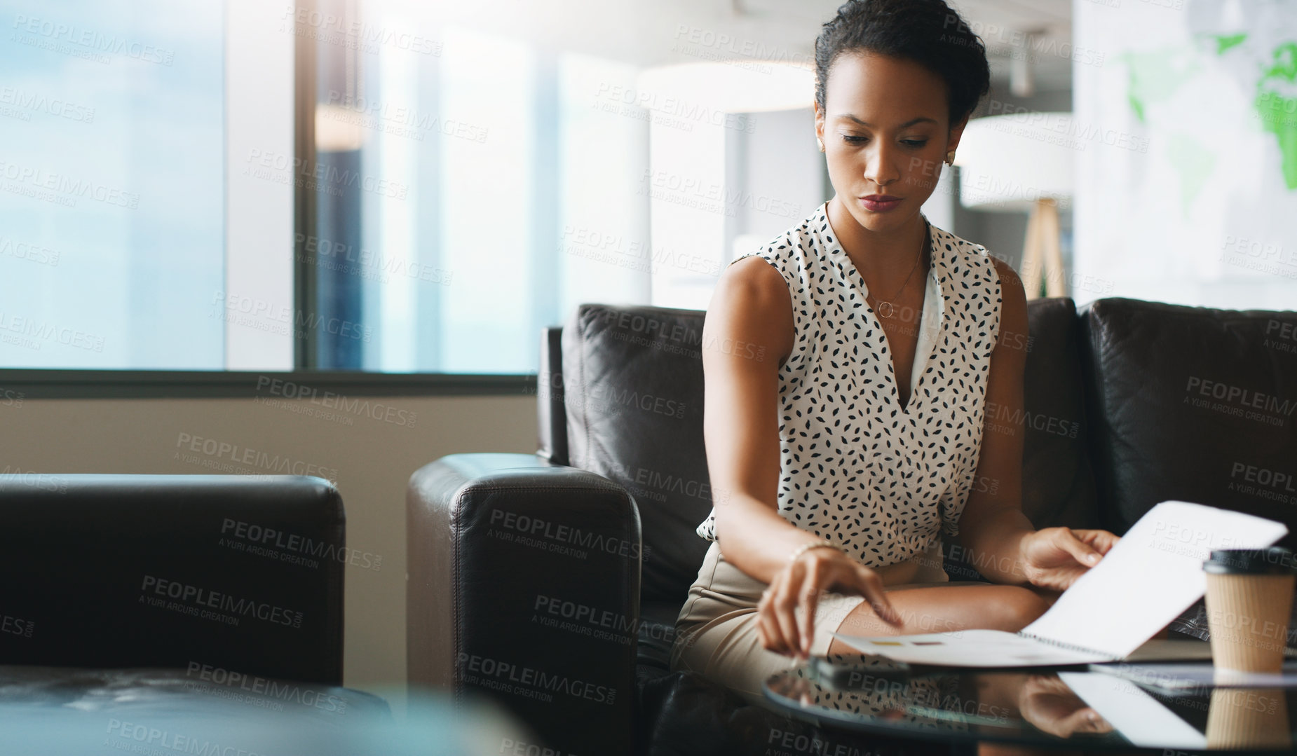 Buy stock photo Shot of a businesswoman working in a modern office