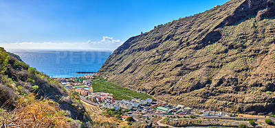 Buy stock photo Puerto de Tazacorte - Small village with black beach, La Palma, Spain