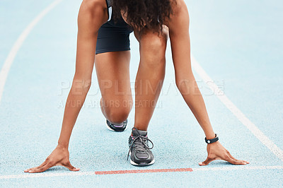 Buy stock photo Cropped shot of an unrecognizable young female athlete standing in the 