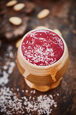 Buy stock photo Shot of a freshly made healthy snack on a table