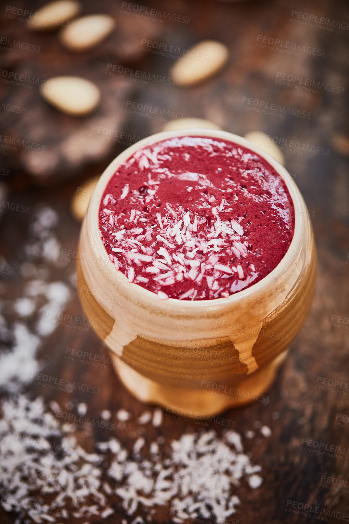 Buy stock photo Shot of a freshly made healthy snack on a table