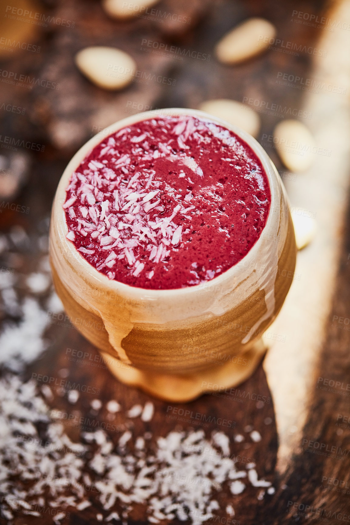 Buy stock photo Shot of a freshly made healthy snack on a table