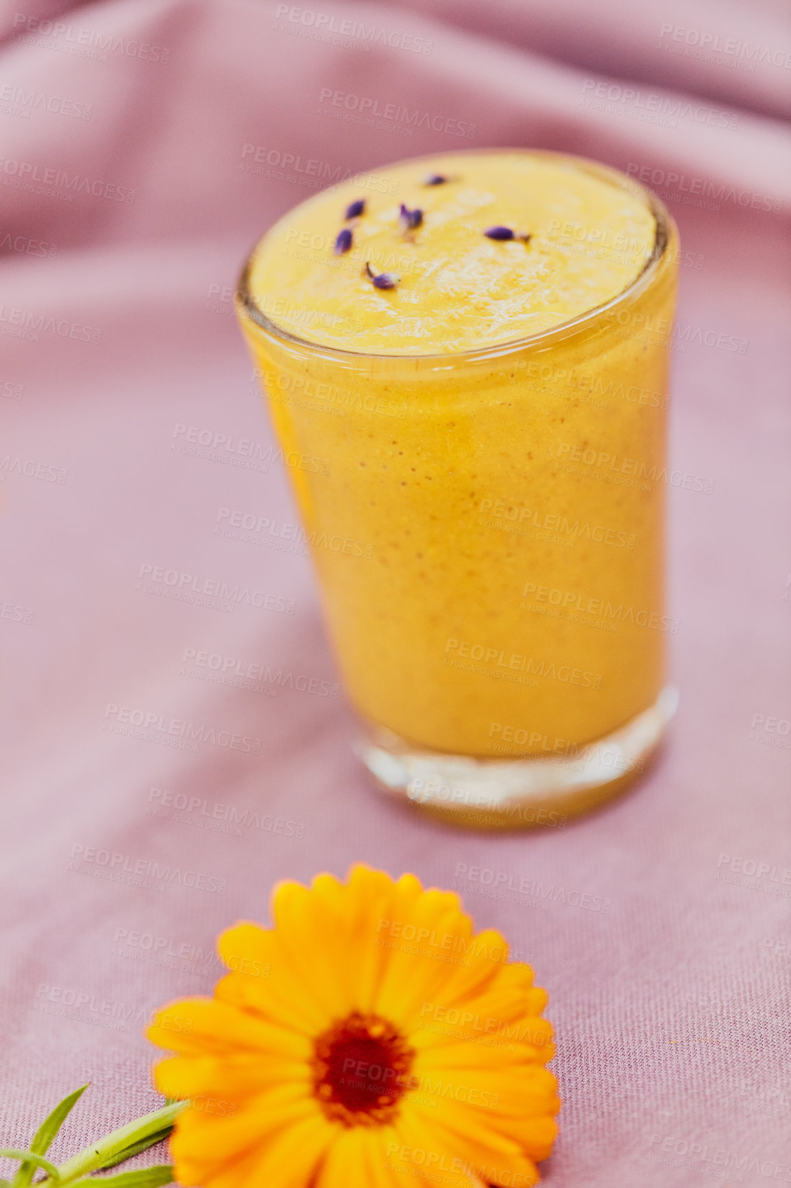 Buy stock photo Shot of a freshly made healthy smoothie on a table