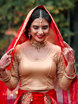 Buy stock photo Cropped shot of a beautiful hindu bride