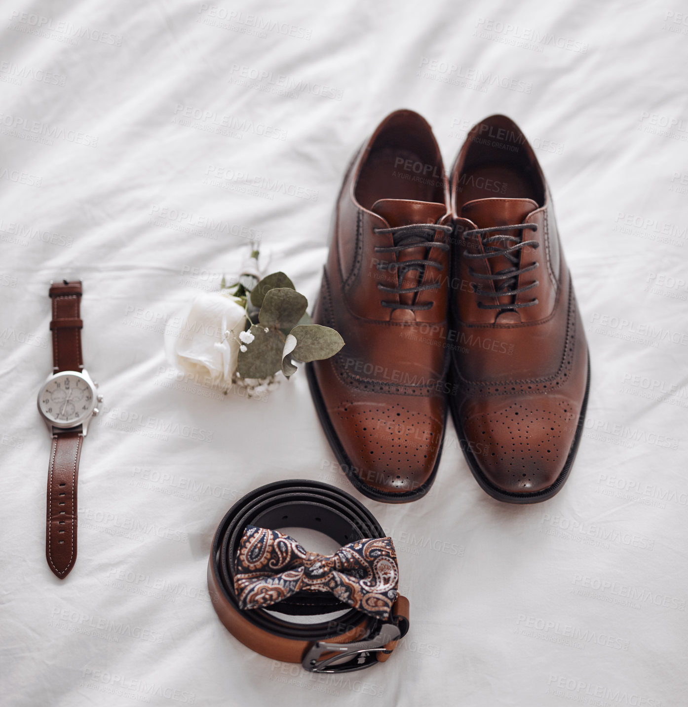 Buy stock photo Cropped shot of men's shoes and accessories